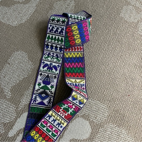 Vintage Woven Sash Dance Belt Wide With Fringe Tie Bright Colors Boho Festival main image 8